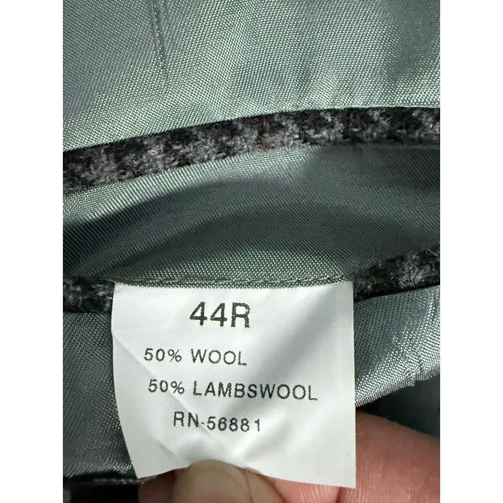 Vtg Houndstooth Blazer‎ Jacket Mens 44R Gray Lambswool Blend Eclectic Grandpa - Picture 6 of 14